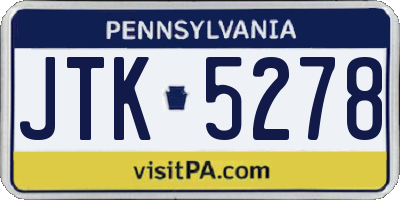 PA license plate JTK5278