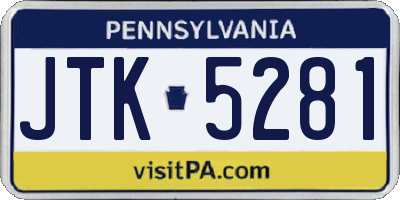 PA license plate JTK5281