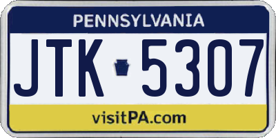 PA license plate JTK5307
