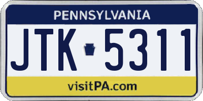 PA license plate JTK5311