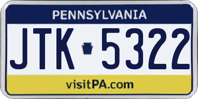 PA license plate JTK5322