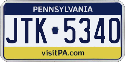 PA license plate JTK5340