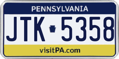 PA license plate JTK5358