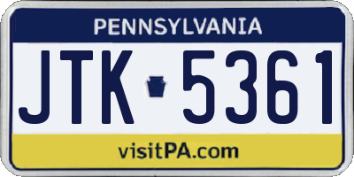 PA license plate JTK5361