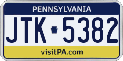 PA license plate JTK5382