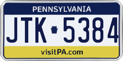 PA license plate JTK5384
