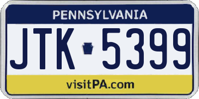 PA license plate JTK5399