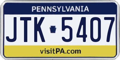 PA license plate JTK5407