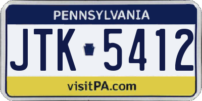 PA license plate JTK5412
