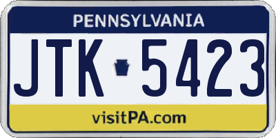 PA license plate JTK5423
