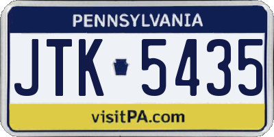 PA license plate JTK5435