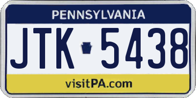 PA license plate JTK5438