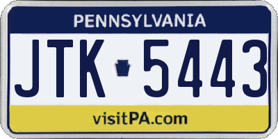 PA license plate JTK5443
