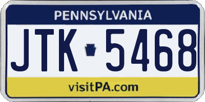 PA license plate JTK5468