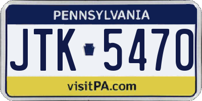 PA license plate JTK5470