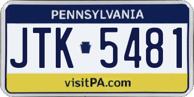 PA license plate JTK5481