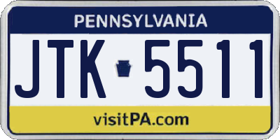 PA license plate JTK5511