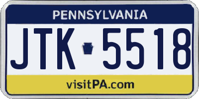 PA license plate JTK5518