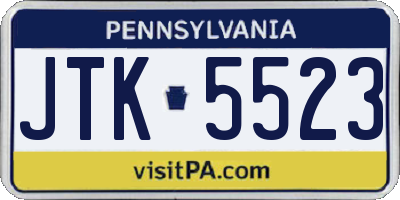 PA license plate JTK5523