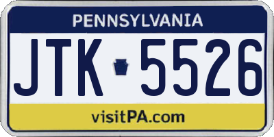 PA license plate JTK5526