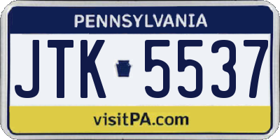 PA license plate JTK5537
