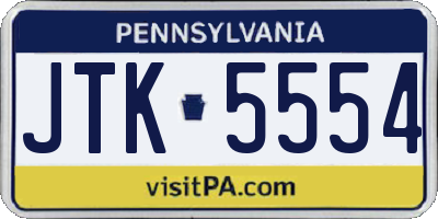 PA license plate JTK5554