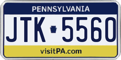 PA license plate JTK5560
