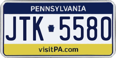 PA license plate JTK5580