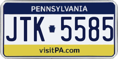 PA license plate JTK5585