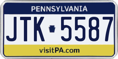 PA license plate JTK5587