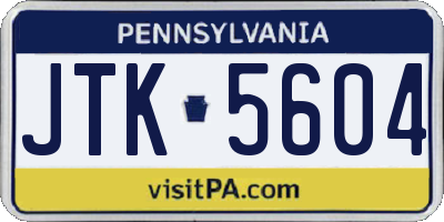 PA license plate JTK5604