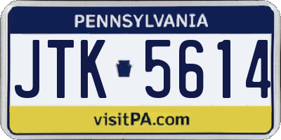 PA license plate JTK5614