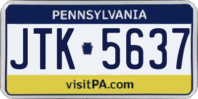 PA license plate JTK5637