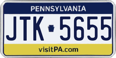 PA license plate JTK5655
