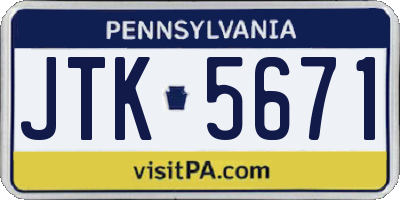 PA license plate JTK5671