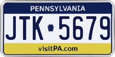 PA license plate JTK5679