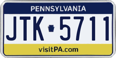 PA license plate JTK5711