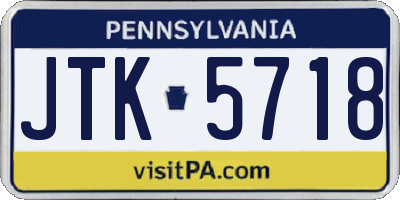 PA license plate JTK5718