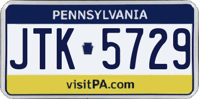 PA license plate JTK5729