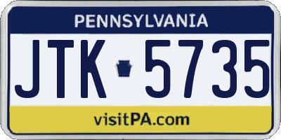 PA license plate JTK5735