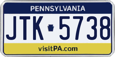 PA license plate JTK5738