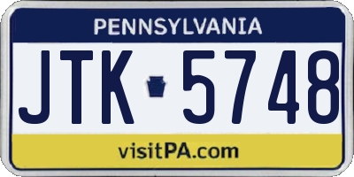 PA license plate JTK5748