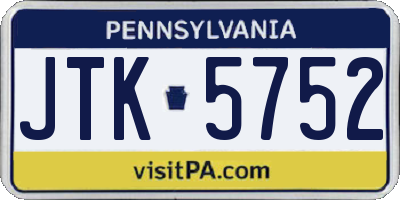 PA license plate JTK5752