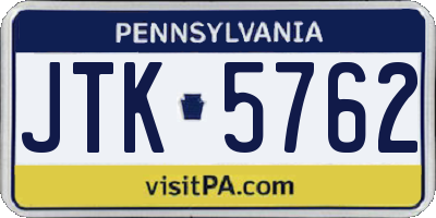 PA license plate JTK5762