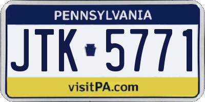 PA license plate JTK5771
