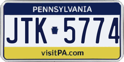 PA license plate JTK5774