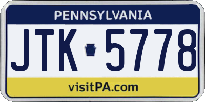PA license plate JTK5778