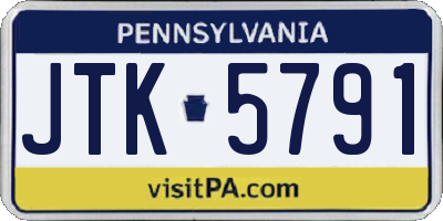 PA license plate JTK5791