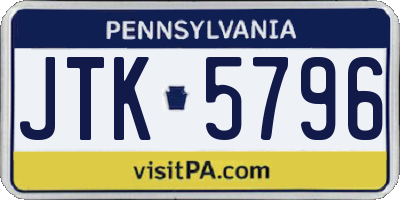 PA license plate JTK5796