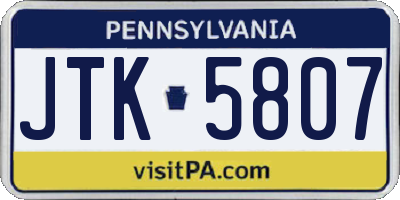 PA license plate JTK5807